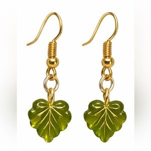 Glass Leaf Dangle Earrings